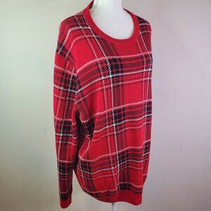 Charter Club Mens Red Plaid Holiday Pullover Sweater XXL